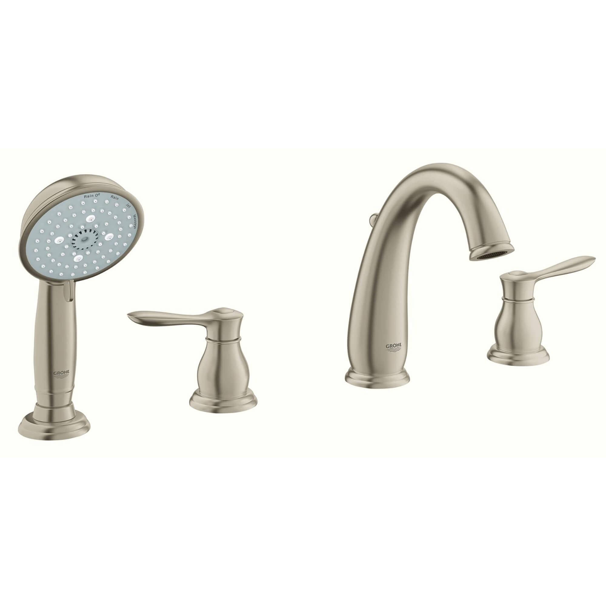 Roman Tub Filler With 25 GPM Personal Hand Shower GROHE BRUSHED NICKEL